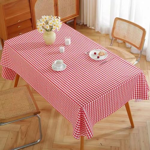 SZRWOPLO Karierte rechteckige Tischdecke, wasserdichte PVC-Tischdecke, geeignet für Abendessen, Party, drinnen und draußen 120 * 120cm rot von SZRWOPLO