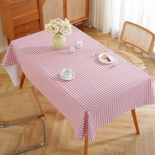 SZRWOPLO Karierte rechteckige Tischdecke, wasserdichte PVC-Tischdecke, geeignet für Abendessen, Party, drinnen und draußen 120 * 160cm Rosa von SZRWOPLO