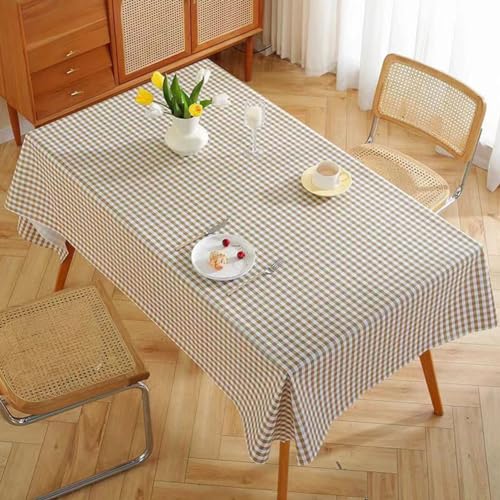 SZRWOPLO Karierte rechteckige Tischdecke, wasserdichte PVC-Tischdecke, geeignet für Abendessen, Party, drinnen und draußen 120 * 170cm braun von SZRWOPLO