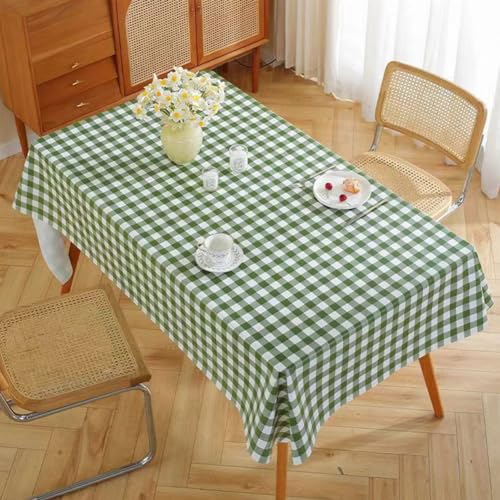 SZRWOPLO Karierte rechteckige Tischdecke, wasserdichte PVC-Tischdecke, geeignet für Abendessen, Party, drinnen und draußen 120 * 170cm dunkelgrün von SZRWOPLO