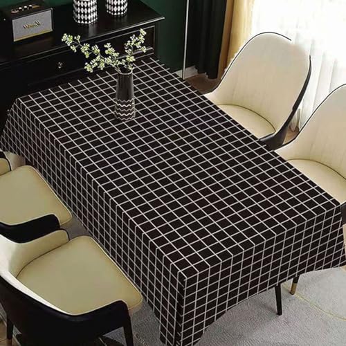 SZRWOPLO Rechteckige elastische Vinyl-Tischdecke, 100% wasserdichte Kunststoff-Tischdecke, geeignet für Picknick, Camping und Outdoor (8 Farben) 120 * 120cm Schwarz von SZRWOPLO