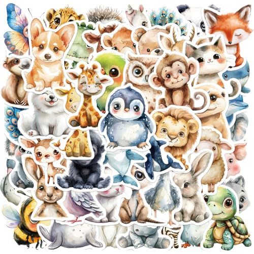 SZSMW 100 Blatt Sticker Tiere - Scrapbooking Sticker - Cute Sticker - Ideal FüR UmschläGe, GrußKarten, Scrapbooking, Dekorative Diy-Kuchen-/Cupcake-Topper，Ideal Als Klassenpreis von SZSMW