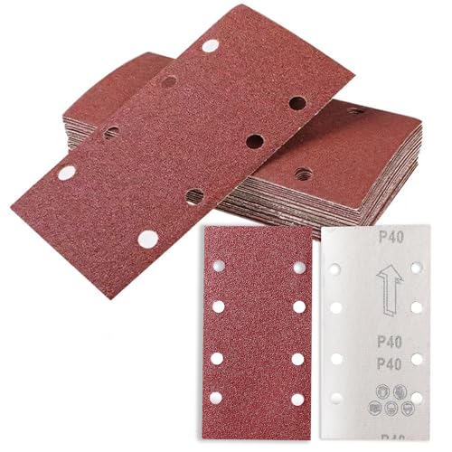 Schleifpapier for elektrische Schleifmaschine, Schleifpads, Schleifblätter, 30 Stück, 93 x 185 mm, elektrische Schleifpads, Schleifpads, quadratisches Klett-Schleifpapier, 8 Löcher, Polieren, Rostentf von SZTVECFW