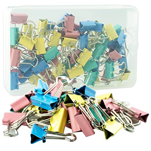 Foldback Klammern, 60 Stück Foldback-Klammern Büroklammern Foldback Klemmen Klammer Vielzweckklammern Papier Bunte Metall Binder Clips Papierklammern für Fotos Notizen Briefpapier Bürobedarf, 19mm von SZXMDKH