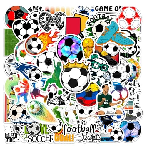 50 PCS Football Sticker Set- Lustige und farbenfrohe Fußballaufkleber für Kinder und Erwachsene - Ideal für Laptop, Notizbuch & DIY-Projekte, Perfekte Dekoration für und kleine Geschenke! von SZYLJSY