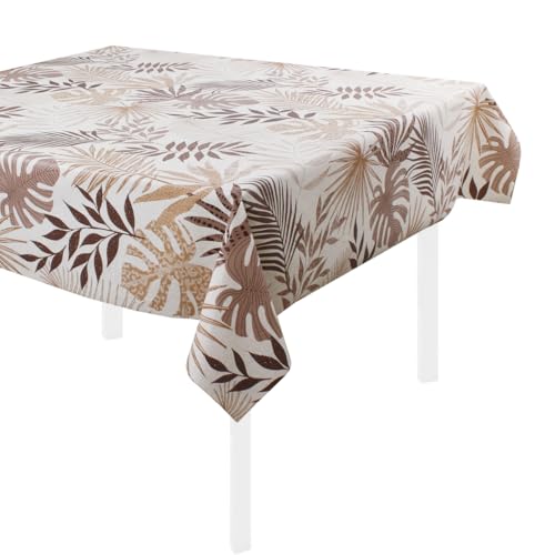 SaRani Schmutzabweisende Tischdecke aus Kunststoff, Blattmuster, Beige, Braun, Glitzer (100 x 140 cm) von SaRani