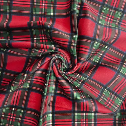 Samtstoff, Meterware, einfarbig, Weihnachtsmotiv, Wandteppich, Kissen, Tischdecken, Höhe 300 cm (Meterware (100 x 300 cm), Tartan big) von SaRani