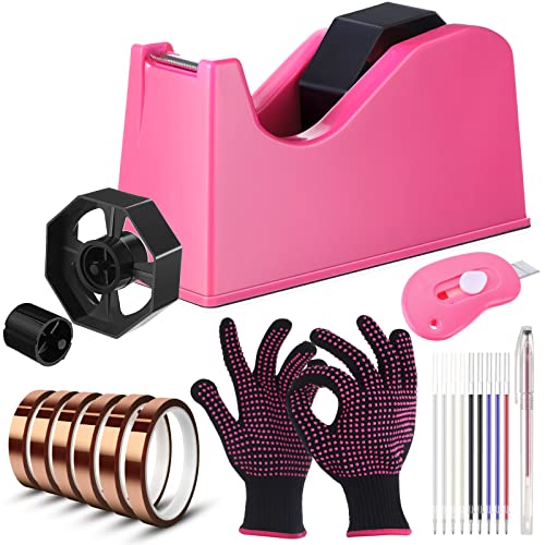 20 Stück Sublimation Hitzeband Spender Set Hitzebeständige Handschuhe mit Silikonstößen Wärmeband für Sublimation Mini Cutter Stift Set Gewicht Desktop Klebeband Spender Wärmeübertragung (Rose Red) von Sabary