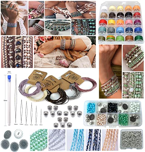 Sabrikas Let Your Creative Spirit Run Free Makramee-Wickelset aus metallischem Leder, Boho-Stil, Kristallglas, DIY-Armband, Schmuckherstellung, Kit mit Video-Tutorial Hobby für Teenager bis Erwachsene von Sabrikas Let Your Creative Spirit Run Free