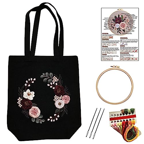 SacJkt Sticken Set Erwachsene, Canvas Tote Bag Stickerei Starter Set mit Werkzeug und Anleitung, Kreuzstich Kit für Anfänger Erwachsene und Stickereiliebhaber von SacJkt