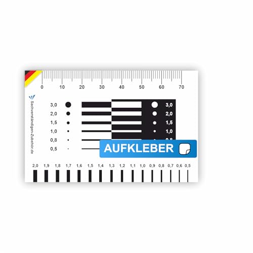 Sachverständigen-Zubehör® Rissmonitor als Aufkleber [selbstklebend] Risskarte [10er Set] Messlehre | Spaltmaß Risslineal Rissbreitenmesser | Rissbreitenlineal | Risslineal | Risskarte Gutachter von Sachverständigen-Zubehör.de