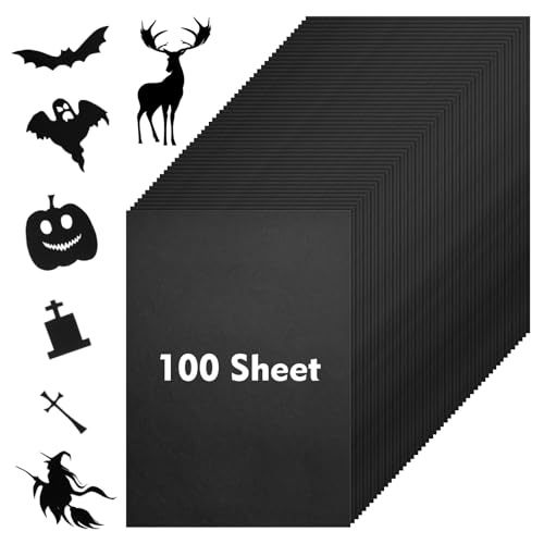 100 Blatt schwarzes Kartonpapier, 21,6 x 27,9 cm, Bastelkarten für Kunstunterricht, Einladungen, Scrapbooking, Zertifikate, Basteln, DIY-Karten von Sadaunbe