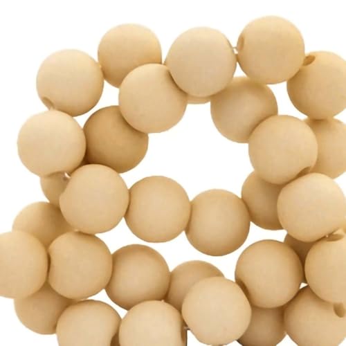 Sadingo Acrylperlen Matt Dunkelbeige | 6 mm - 600 Stück, Matte Kunststoffperlen mit Loch, Perlen zum Auffädeln, Acryl-Perlen für DIY-Schmuck, Bastelperlen aus Kunststoff zum Kleben, Armbänder Machen von Sadingo