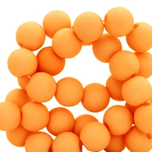 Sadingo Acrylperlen Matt Orange | 6 mm - 600 Stück, matte Kunststoffperlen mit Loch, Perlen zum Auffädeln, Acryl-Perlen für DIY-Schmuck, Bastelperlen aus Kunststoff zum Kleben, Armbänder selber machen von Sadingo