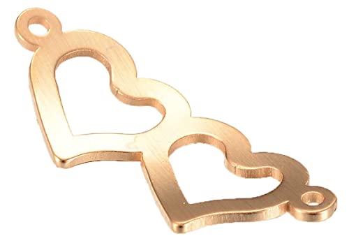 Sadingo Anhänger Herz Edelstahl (Gold 10 Stück 31,5x12,5mm) Schmuckverbinder, Zwischenstück, Zwei Ösen Zwischenteil von Sadingo