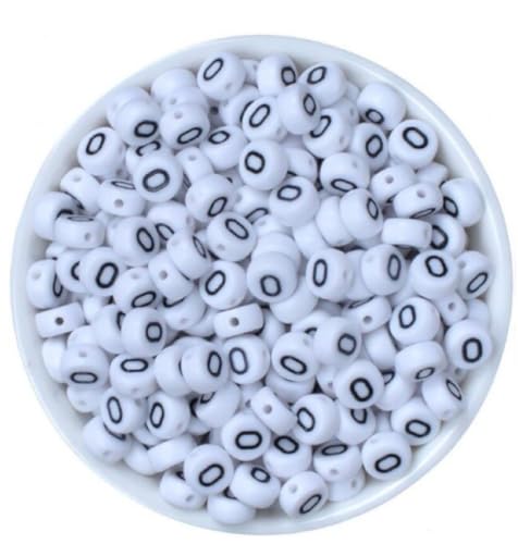 Sadingo Buchstabenperlen - Zahlenperlen schwarz weiß zum basteln, DIY Armband, 7mm, 500 Stück, Zahl wählbar, Zahl:0 von Sadingo