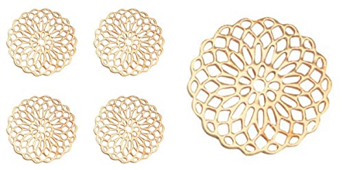 Sadingo Mandala Schmuckverbinder | 15 mm - 5 Stück (5 x Gold,), Bohemian Anhänger aus Metall, runde Schmuck-Verbinder im Boho-Style, Messing Filigran für DIY-Schmuck von Sadingo