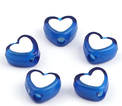 Sadingo Kunststoffperlen Herz (Dunkelblau 300 Stück 8x7mm) Perlen Set für Kinder und Erwachsene, Schmuckherstellung von Sadingo