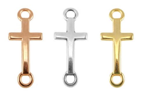 Sadingo Schmuckverbinder Kreuz, Anhänger Kreuz, DIY Armbänder, Ohrringe, Ketten, Fußbänder - 14x8mm - 3 Stück - 3 Farben von Sadingo