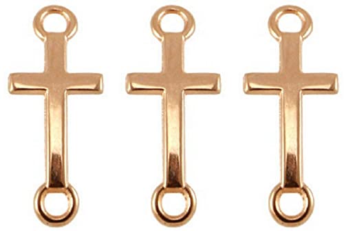 Sadingo Schmuckverbinder Kreuz Rosegold, Anhänger Kreuz, DIY Armbänder, Ohrringe, Ketten, Fußbänder - 14 x 8mm - 3 Stück von Sadingo