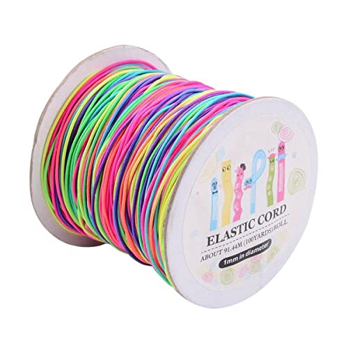 Sadingo buntes Gummiband Multicolor, Elastische Schnur Rund, 90 Meter, Perlenschnur 1mm, Gummischnur für Armbänder Schmuck DIY von Sadingo