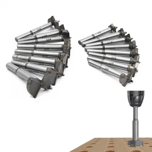 SaferCCTV Forstnerbohrer-Set mit Hartmetallspitze, 1,9 cm - 3,5 cm, Holzbohrer, Scharnierschneider, Werkzeug für Hartholz, Kunststoff, Sperrholz, 16 Stück von SaferCCTV