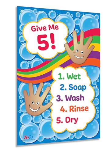 Safety Magnets Give Me 5! Poster Handwäsche für Kinder, 30,5 cm x 45,7 cm. - laminiert von Safety Magnets