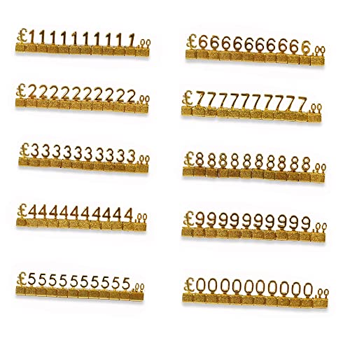 SagaSave Mini-3D-Preisschilder aus Metall, verstellbar, abnehmbar, für Schmuck, Uhr, Ring und Luxuswaren, 10 Sets (Gold/GBP) von SagaSave