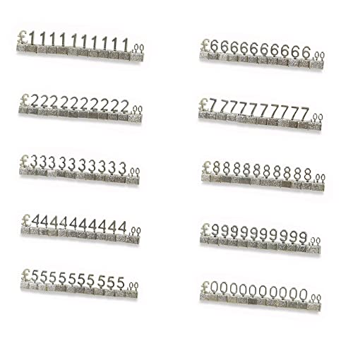 10 Sets Preisanzeige-Würfel, Mini-3D-Metall-Preisschilder, verstellbarer, abnehmbarer Preisschild-Ständer, Block-Kit für Shop-Preisanzeige (Silber/GBP) von SagaSave