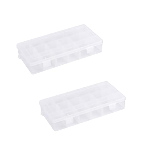 18 Gitter Aufbewahrungsbox Transparente, Plastik Sortierboxen Organizer mit Fächern Verstellbaren für Angelköder, Schrauben, Ohrringen, Perlen (2er Pack) von SagaSave