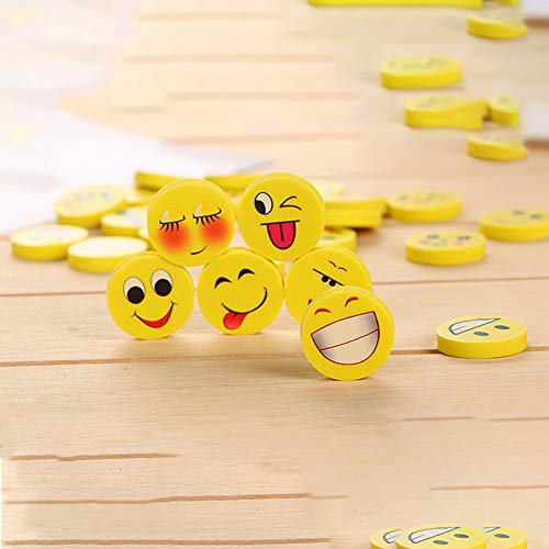 4 Stück Radiergummi Smiley, Klein Radiergummis mit Lächelndem, Lachendem, Schüchternem Gesichtsausdruck für Kinder von SagaSave