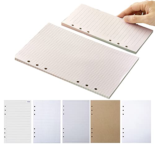 A5-Nachfüllpapier, 800 Seiten/400 Blatt, 6 gestanzte Löcher, Einlage, liniertes Papier, Terminplaner-Einlagen, Nachfüllungen für Notizen, Meetings, Reiseaufzeichnungen (blank Kraftpapier (A5) von SagaSave