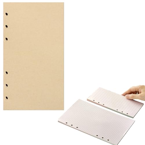 A6-Nachfüllpapier, 160 Seiten/80 Blatt, 6 gestanzte Löcher, liniertes Papier, Terminplaner-Einsätze, Nachfüllungen für Notizen, Meetings, Reiseaufzeichnungen (blank Kraftpapier) von SagaSave