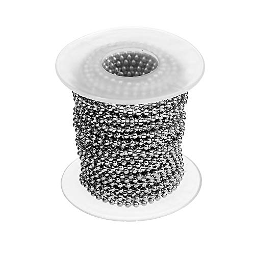 SagaSave 2,5 mm Lange Kugelkette Edelstahl, 10 Meter Halskette Kugel Korn Link Kette Kugelketten für Handwerksschmuckherstellung von SagaSave