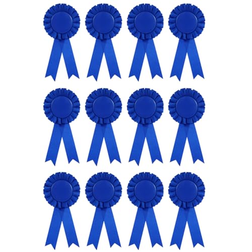 SagaSave Blanko Rosetten für Gewinner Rosettenband, Blau Rosettes Medaillen Bänder für Sportveranstaltungen Talentshows Wettbewerb (12er Pack) von SagaSave