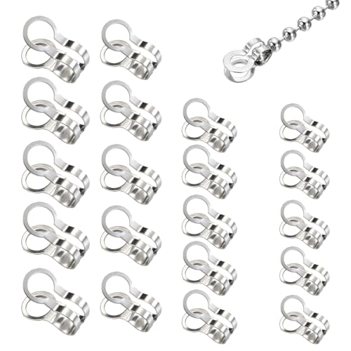 SagaSave Edelstahl Kugelkette Stecker, 100-tlg 2,4/3/4/6mm Spitzen Klemmschalen Loop Verbinder (Silber) von SagaSave