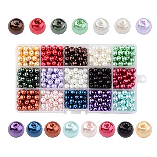 SagaSave Perle Perlen Kit 15 Farben, 3400 STK 4mm Glasperlen Perlen Bunt Bastelperlen zum Auffädeln Armbänder Runde, Selber Machen Set von SagaSave