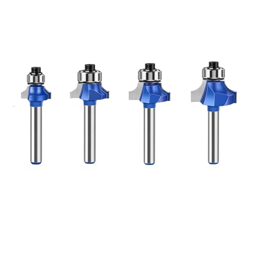 1/4 stücke 1/4 Zoll Schaft 6mm Schaft Blau Roundover Router Bit Set Hartmetall Holz Router Bits for Holzbearbeitung(4Pcs 6.35mm Shank) von Saharuse