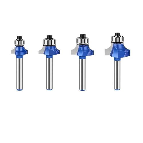 1/4 stücke 1/4 Zoll Schaft 6mm Schaft Blau Roundover Router Bit Set Hartmetall Holz Router Bits for Holzbearbeitung(4Pcs 6mm Shank) von Saharuse