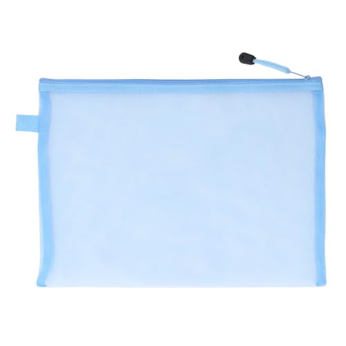 10 Stück Mesh-Reißverschlusstasche aus Transparentem Nylon, A4-Papiertasche für Büro, Akten, Dokumente, Schule, Schreibwaren (Blau) von Sahgsa