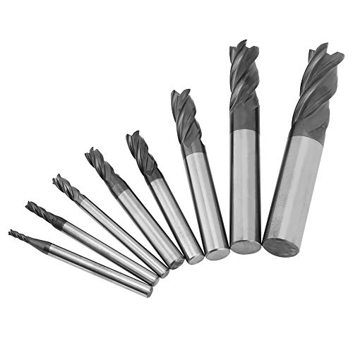 Hartmetall-Fräser-Set, 12 Mm, Hartmetall-Schaftfräser-Set, 8-teilig, 2–12 Mm, 4 Nuten, Hartmetall-Schaftfräser-Set, Wolframstahl-Fräser-Werkzeug-Set von Sahgsa