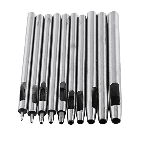 Leder-Lochstanzer, 10 Stück, Metallstanzer, Leder-Stanzer-Loch-Set, Hohlgürtel-Bastelwerkzeug, 0,5–5 Mm, Leder-Lochstanzer, Panda-Hardware von Sahgsa