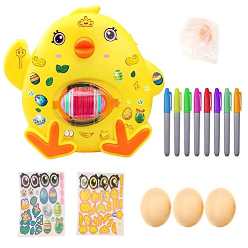 Sahgsa Ostereier Dekoration Set, Osterei Malmaschine mit 8 Bunte schnelltrockende Marker, 3 Eier & 2 Aufkleber Oster Eier Dekos Kit DIY Gemalte Deko Ostereier Geschenke Kinder von Sahgsa