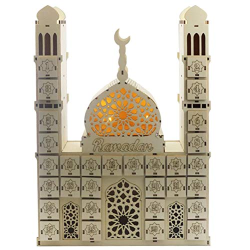 Sahgsa Ramadan Adventskalender 2022 DIY Holz Eid Mubarak Countdown Kalender Dekoration mit Lichtern Ramadan Kalender Kinder Zum Befüllen Süßigkeiten Ramadan Mubarak Eid von Sahgsa