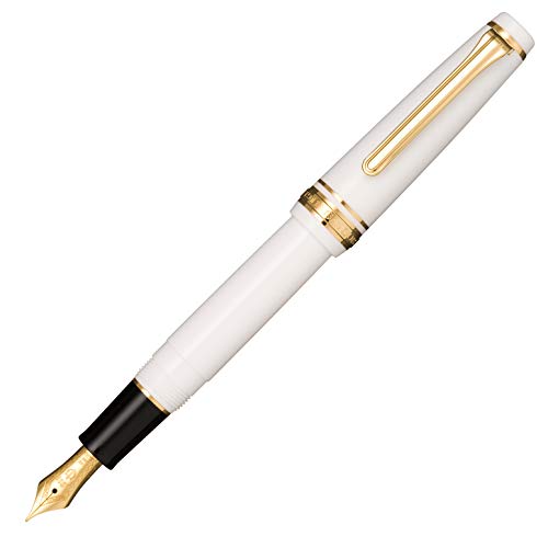 Sailor Füllfederhalter Pro Gear Slim White | Schreibstift aus Harz mit vergoldeten Beschlägen | Federstärke M | Stilvolle Geschenkbox von dakomyo