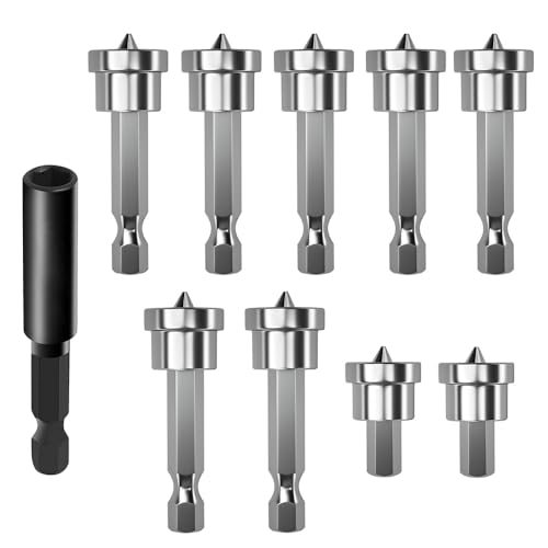 Saipor 10pcs Trockenbau Schraubendreher Bits mit Tiefenanschlag PH2 Magnetische Schnellbau-Schrauben Bit 1/4" Sechskantschaft Gipskartonbits mit 60mm Bit-Halter für Gipskartonplatten von Saipor