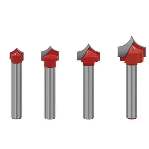 Saipor 4 x 6 mm Schaftspitze Schneiden Roundover Fräser-Set C3 Hartmetallbestückte runde Perlen-Bit-Perlen-Bit-Radius 3,96/4,76/6,35/7,96 mm von Saipor