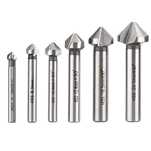 Saipor 6 Stück Kegelsenker Satz HSS 4241 Bohrer Senker Set 90 Grad Holzsenker Ø 6,3-20,5 mm Senkbohrer countersink drill bit set für Holz Metall Kunststoff von Saipor