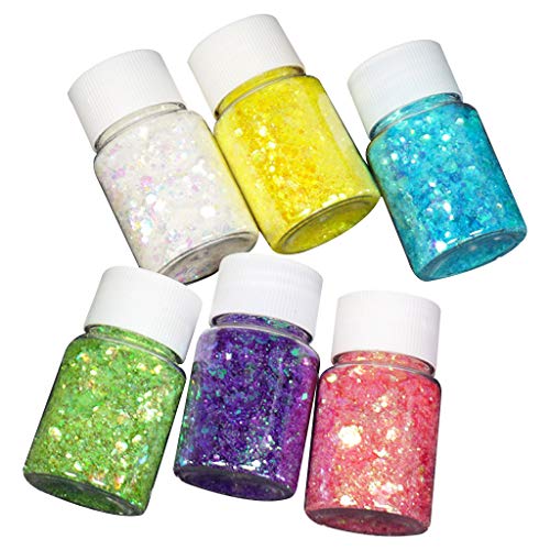 6 Farben Holografischer Klobiger Glitzer Flocken Glitzer Konfetti Glitzert Basteln Pailletten Farben Epoxidharz Füller Kunstdekoration von Saiyana