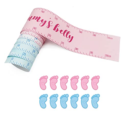 "How Big Is S Belly Includes S Belly Sign Measure And 12 Footprint Stickers Baby-Shower Guessing Gender Game Belly Measure Tape For Baby Shower Games Belly Measure Tape Tummy Measure von Saiyana